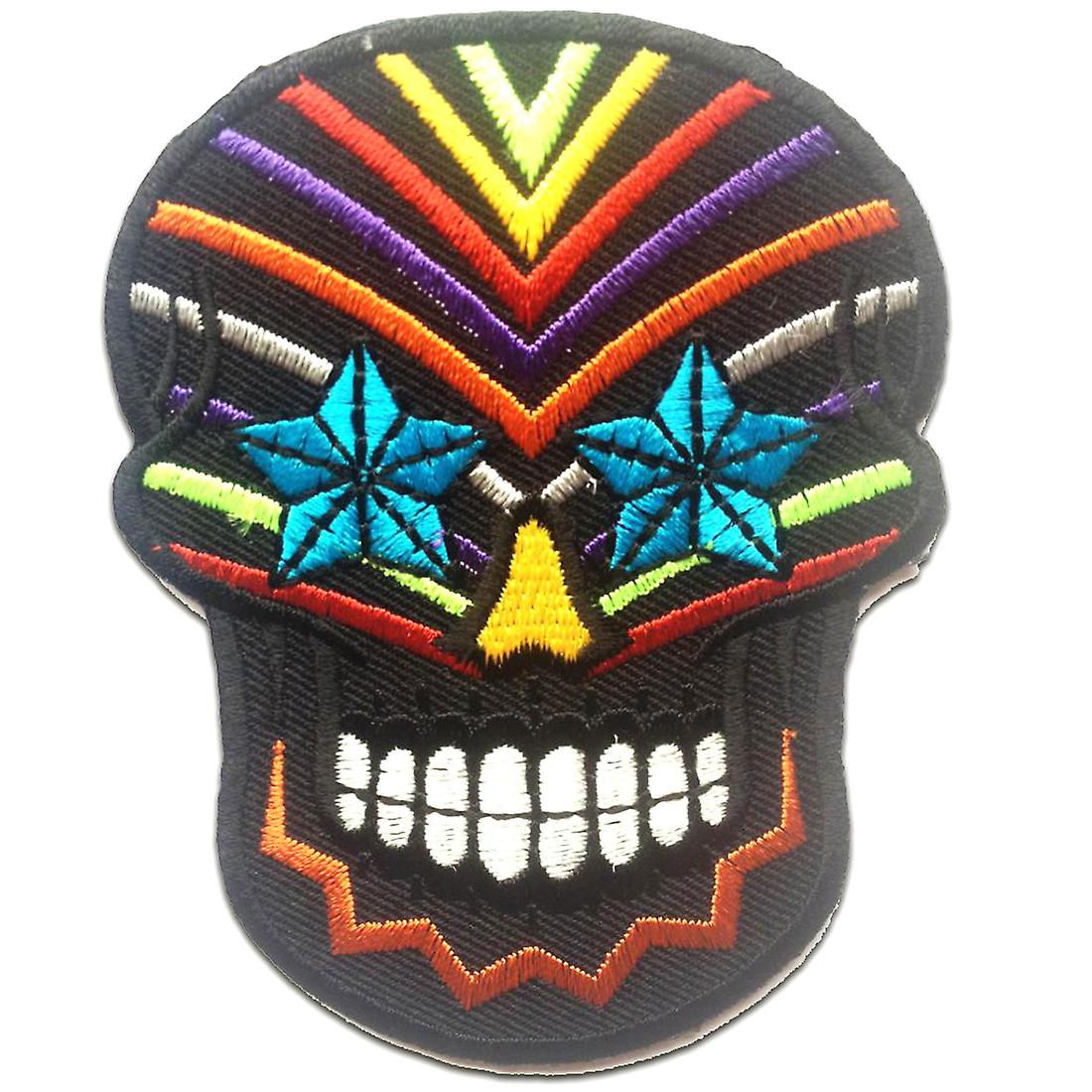 Patch / Iron-on Patch - Skull Skeleton - Multiple Colors Selectable - 7.2 x 9 cm - Patch
