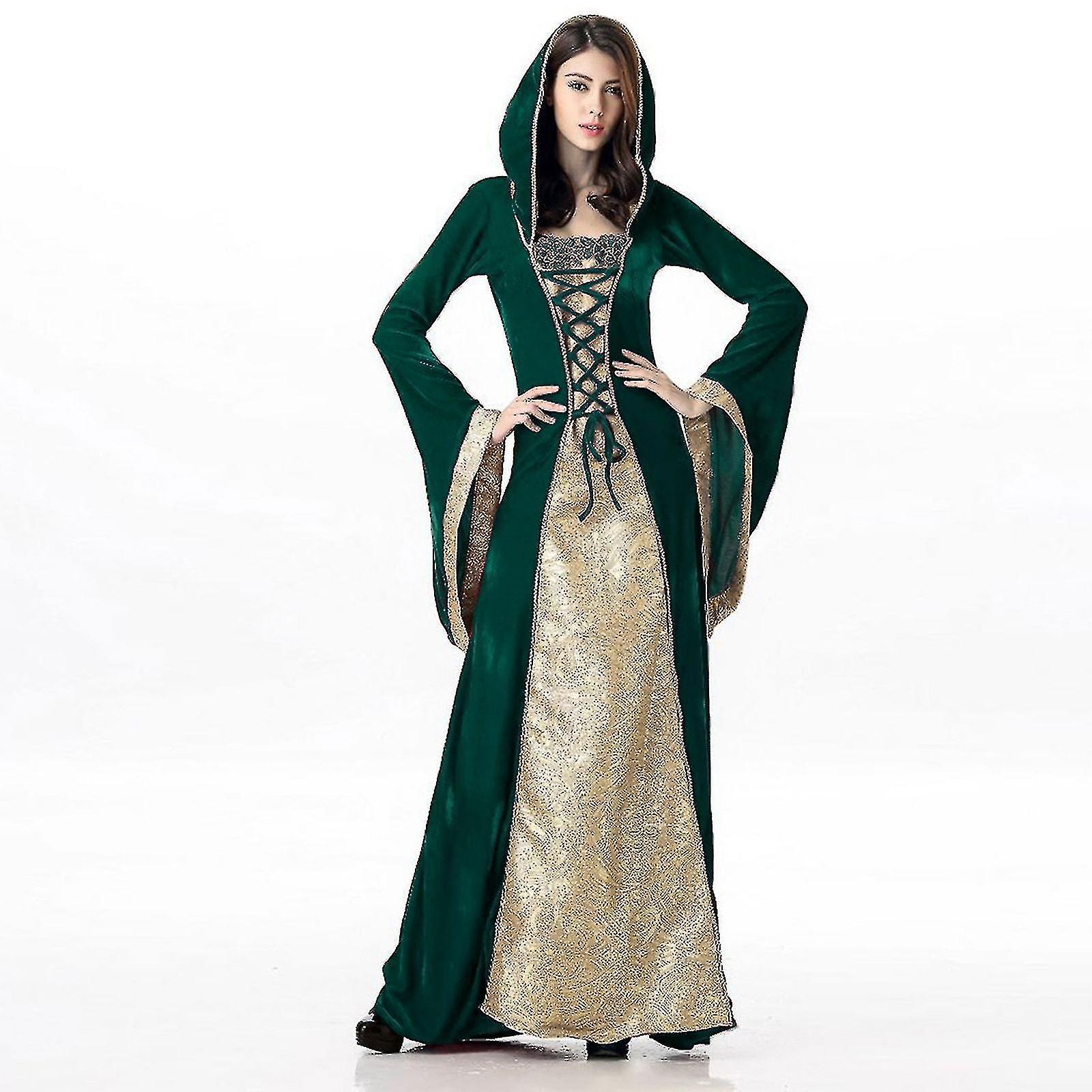 New Renaissance Costume Women Velvet Irish Dress Medieval Witch