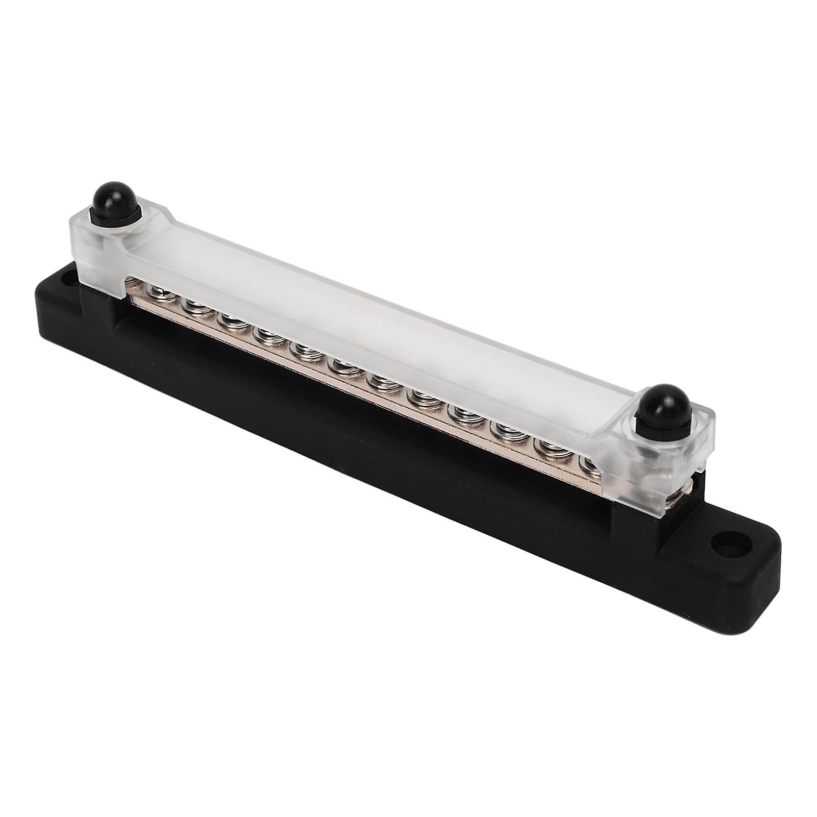 12 Post Power Distribution Block Bus Bar Set 2xM6 Post 12xM4 Screw Battery Terminal Box for Cars RVs Ships Yachts Black 