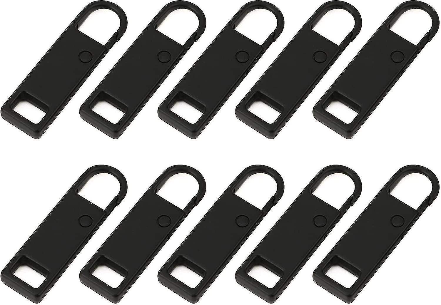 10 Pcs Black Metal Zipper Pull Tabs for Zipper Pull Replacement Parts