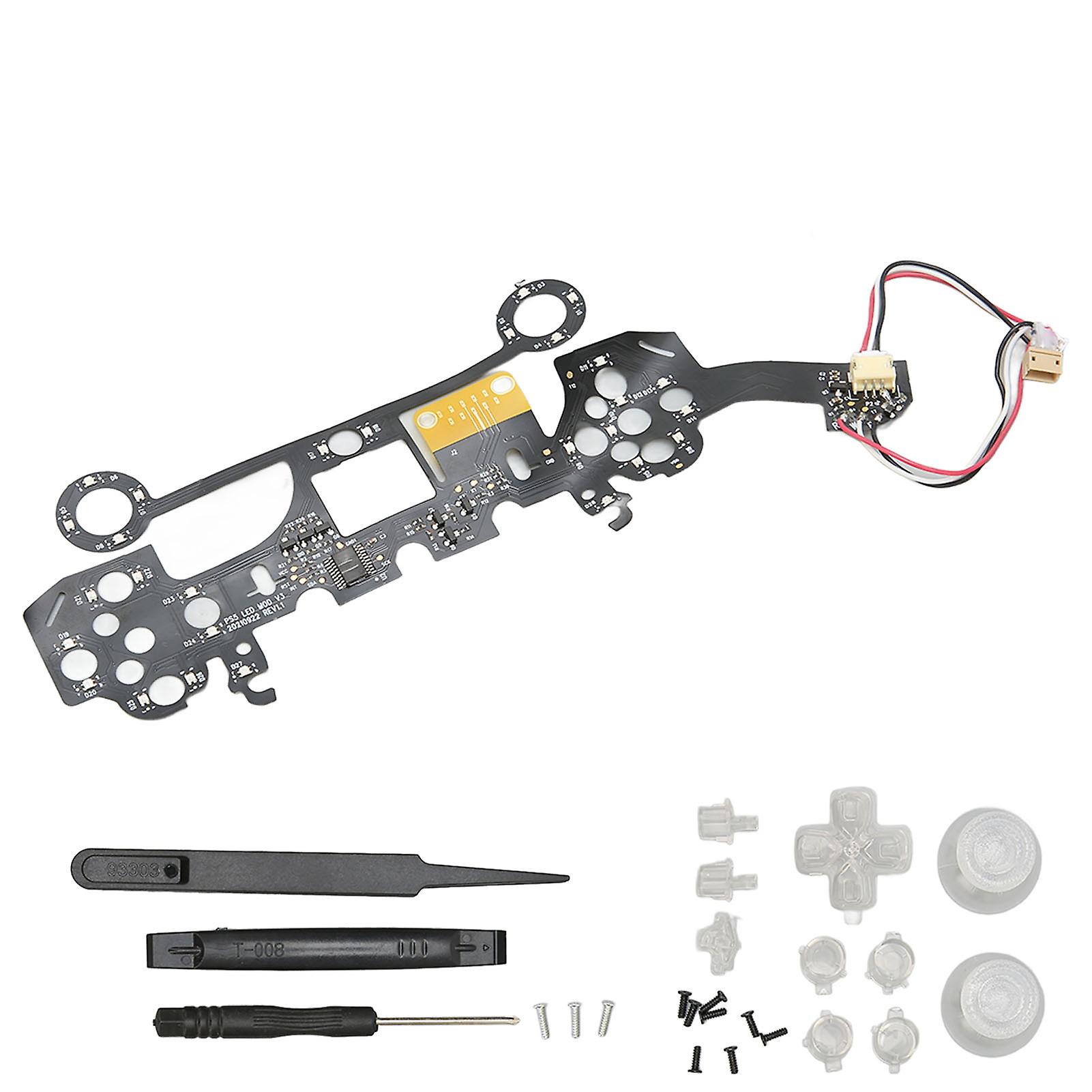 DIY Luminated D Pad & Buttons Kit for PS5 Controller - Multi-Color LED, Easy Install
