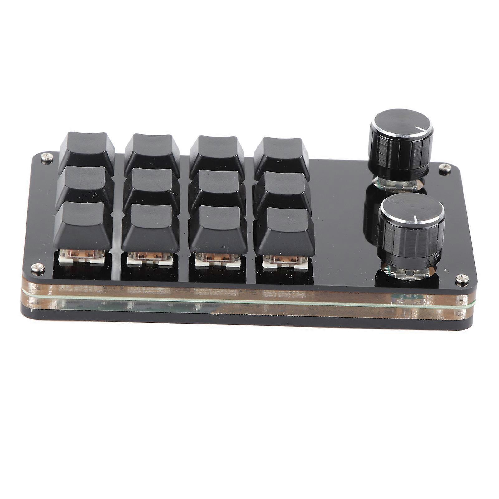 Red Switch Macro Keyboard Plug and Play Ergonomic Customized Knobs USB Mini Keypad for Desktop PC 12 Keys 2 Knobs