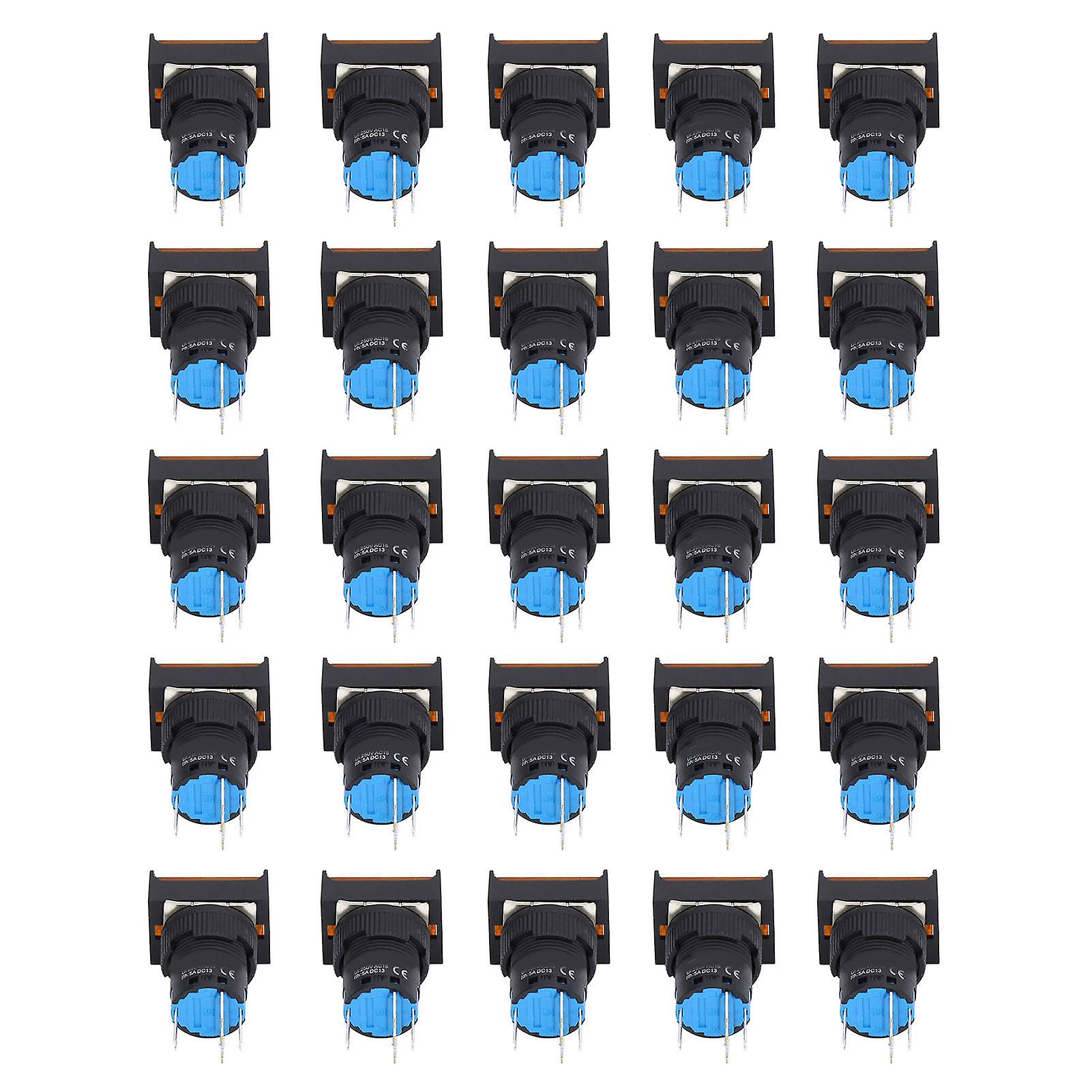 24V Yellow 16mm Square 25Pcs Push Button Switch Self Locking Momentary Set Kit