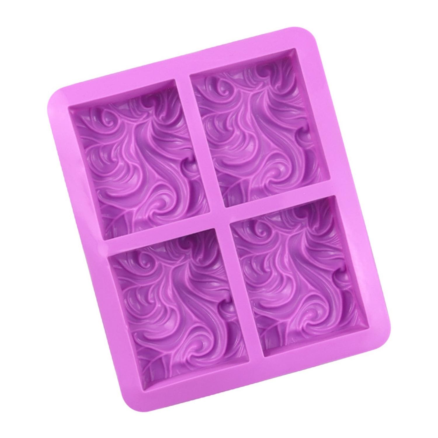 Cake Mold Reusable Non-sticky Handiwork 4-Cavities Vivid Wave Pattern Silicone Soap Mold for Cuisine