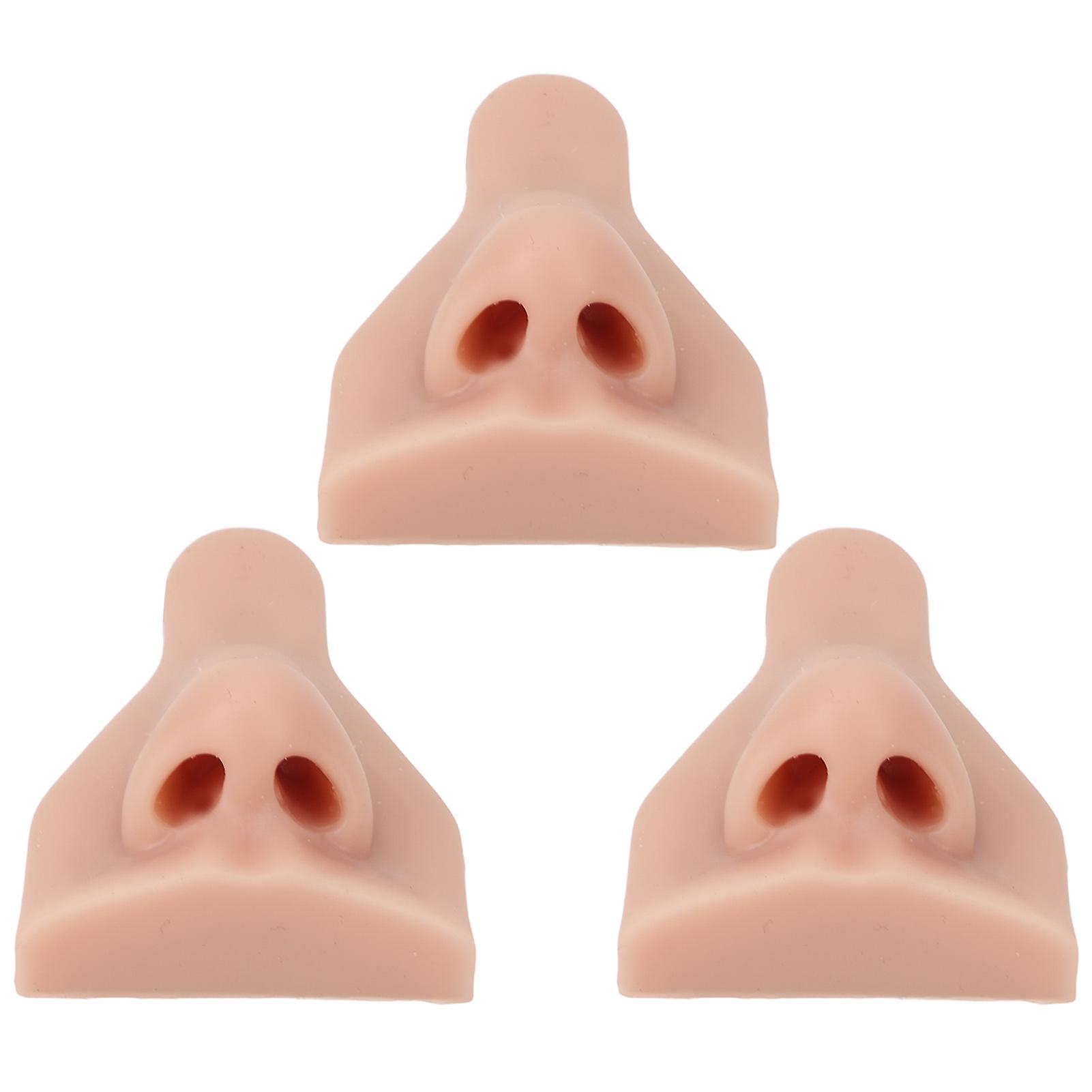 3PCS Silicone Nose Model Soft Flexible Reusable Simulation 3D Silicone Nose Model for Practice Teaching Medium Fleshcolor 