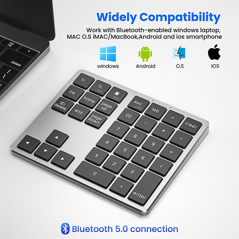 Aluminum Alloy 35 Keys Bluetooth-compatible Wireless Numeric Keypad Dual Mode