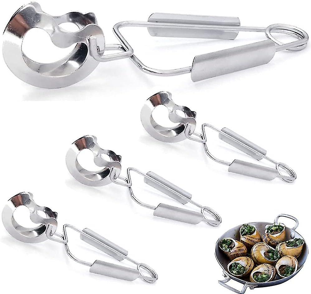 4 قطع ملقط حلزون من الفولاذ المقاوم للصدأ ، ملقط سلطة ، ملقط حلزون ، ملقط مطبخ صغير من الفولاذ المقاوم للصدأ ، ملقط حلزون مجوف مضاد للحروق ، لمجموعة منزلية
