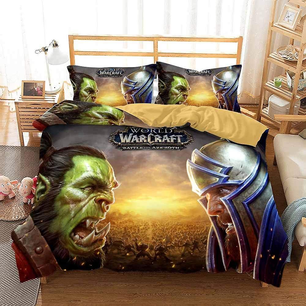 Bedding , World of Warcraft Duvet Cover Set and 2 Pillowcases , 3 Piece Soft Fluffy Bedding Set with Zipper War 04)