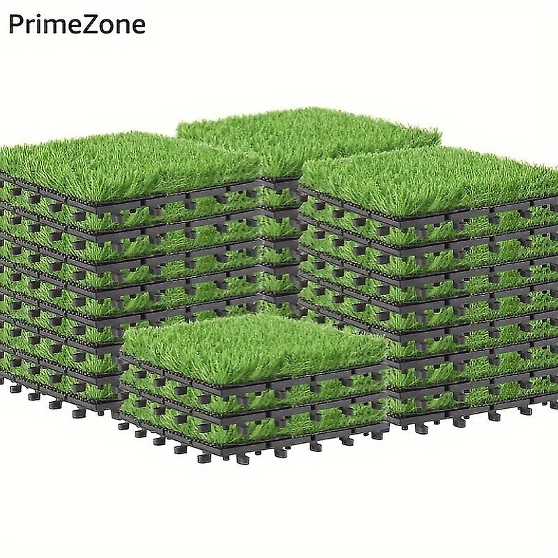 Value Pack 27pcs PrimeZone Interlocking Artificial Grass Tiles For Patio Balcony Backyard Artificial