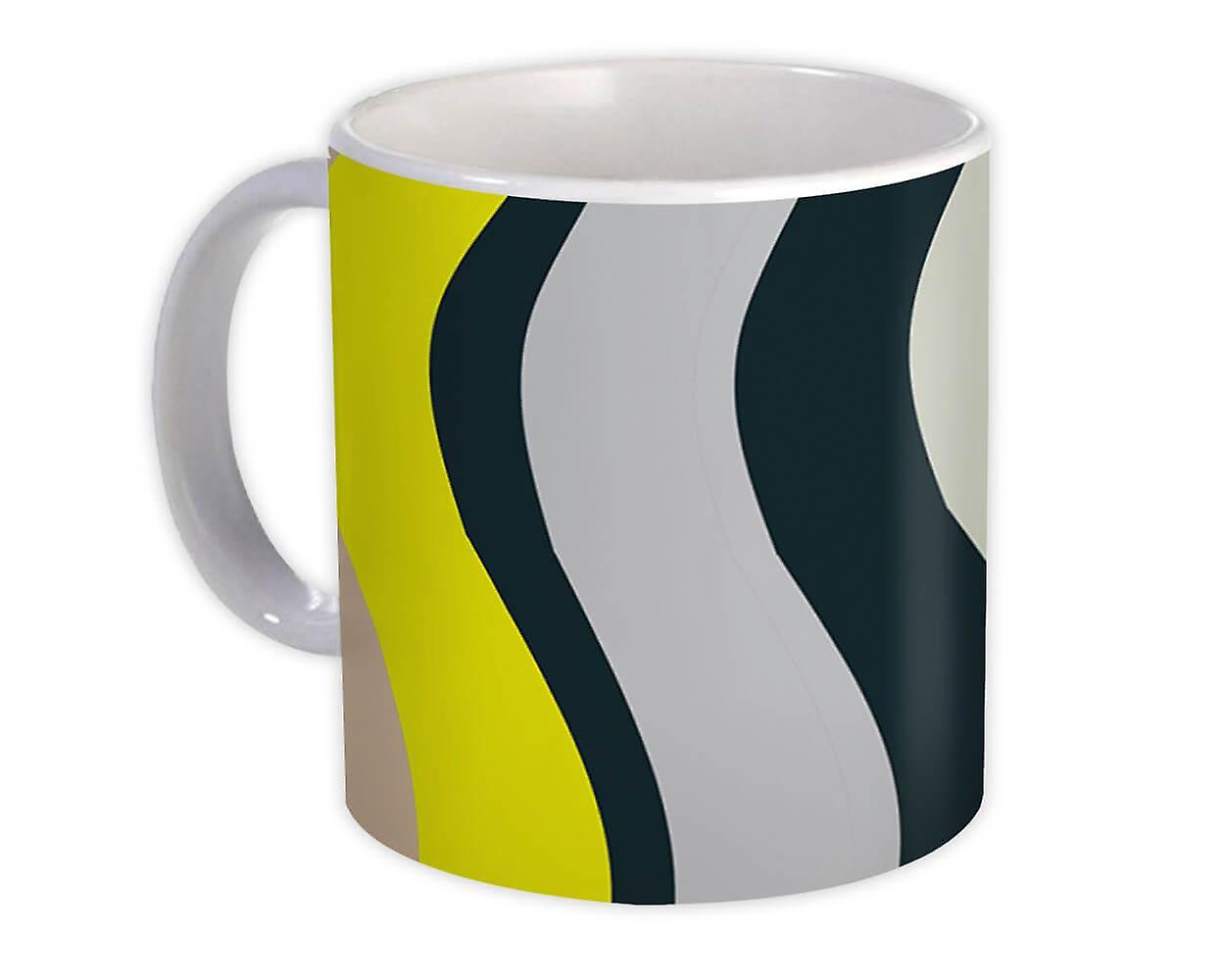 Gift Mug: Waves Yellow Black Abstract