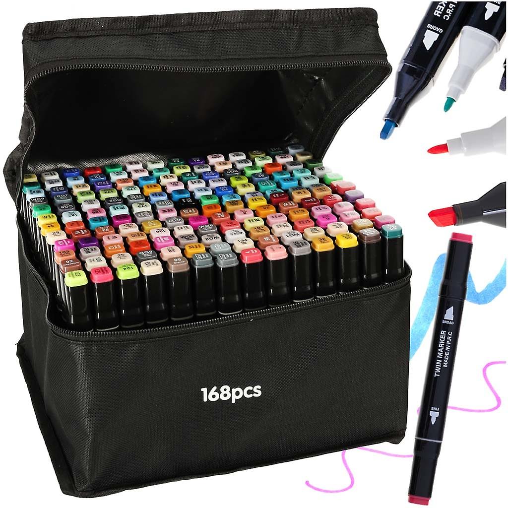 Double-sided alcohol markers in case 168 pieces
