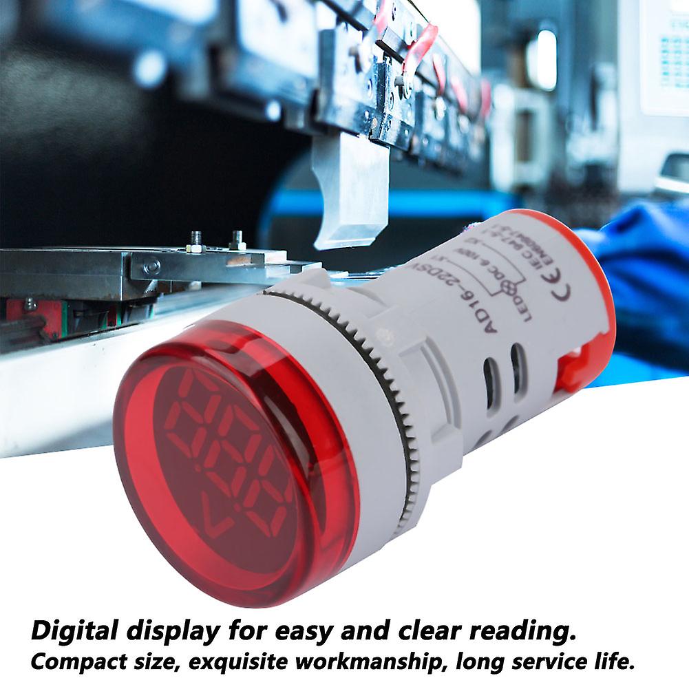 LED Voltmeter Signal Light Digital Display DC Voltage Meter Indicator Round Lamp Tester (Red)