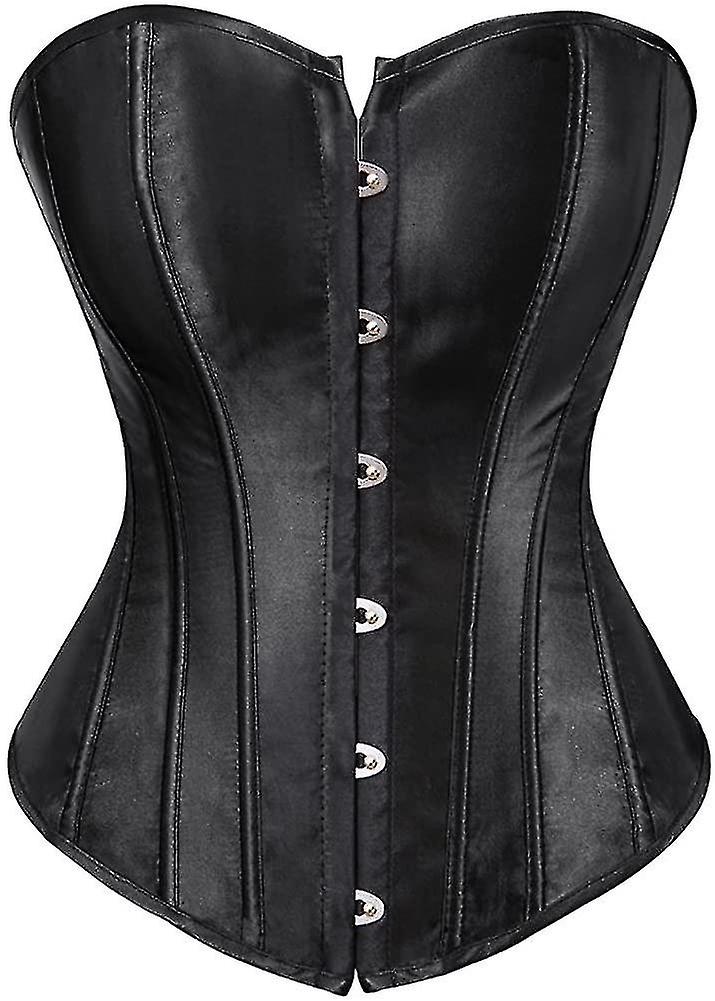 נשים של מחוך Bustier העליון סקסי הלבשה תחתונה קובע שחור סאטן מותניים סינצ'ר