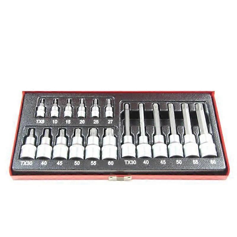 VT07012 18pcs 1/4" and 1/2" Drive Torx Type Bit Socket Set DC157483