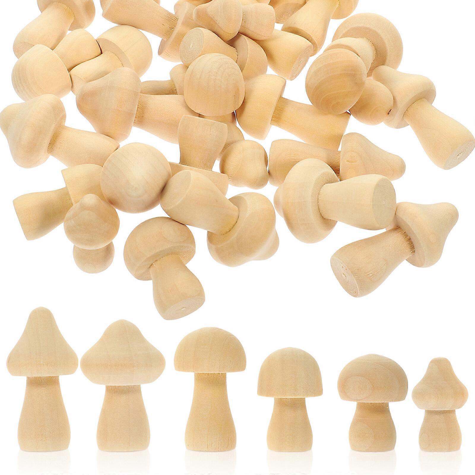 30pcs DIY模拟蘑菇装饰品木制蘑菇装饰涂鸦蘑菇