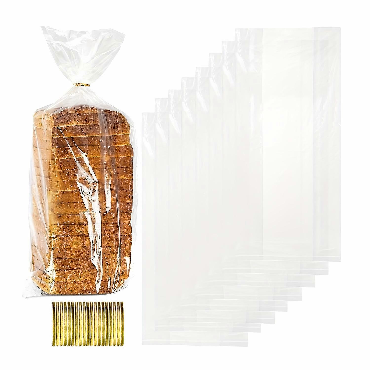 50個のパンバッグ、ネクタイ付きポータブル大型パンバッグ、クリアバルクパンバッグ、自家製パン、トースト、スナック用、キッチンオルグ