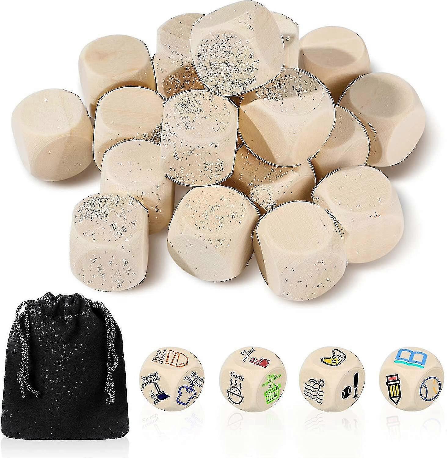 convenient 20 Pieces Diy Blank Plain Wooden Dice With 6-sided Wooden Blocks20 Mm
