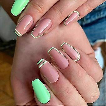 4 Fake Nails Muoti Ranskan Ballerina Medium Arkku Fake Kynnet