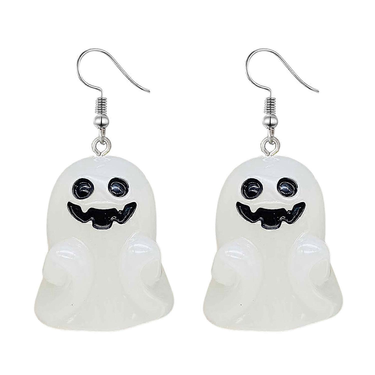 Ghost Jewelry Glow-In-The-Dark Ghost Necklace Earring Accessory Cute Resin Luminous Ghost Charm for