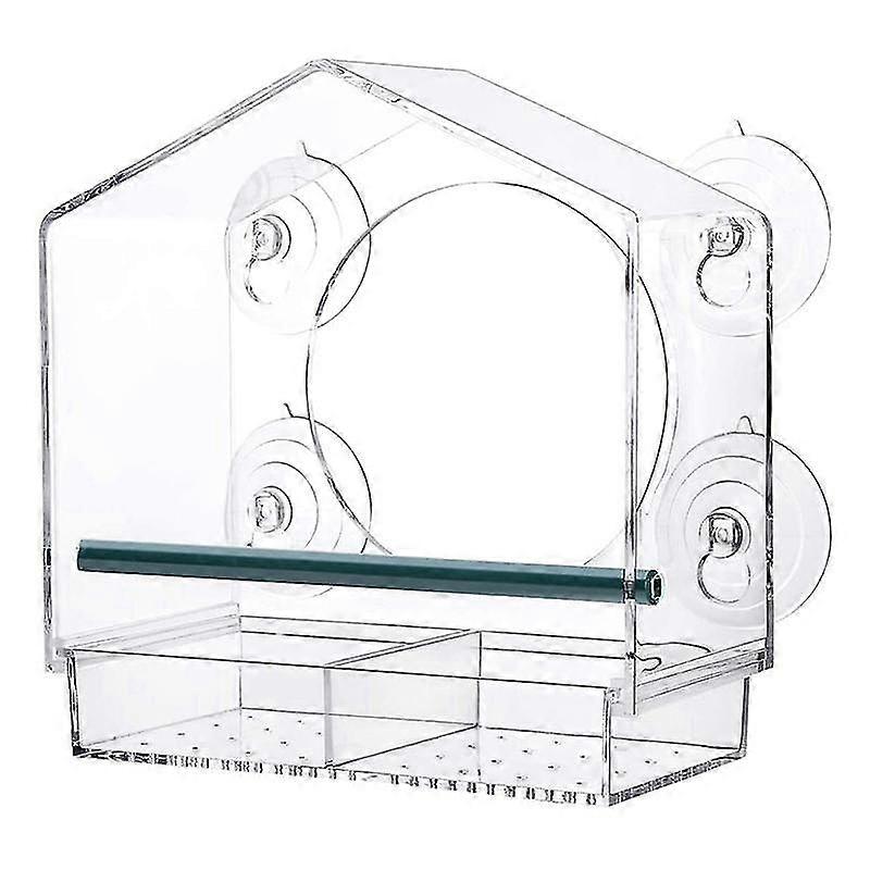 Window Bird Feeders with Strong Suction Cups, Clear Bird Feeder for Outside,Bird House with 2 Compar