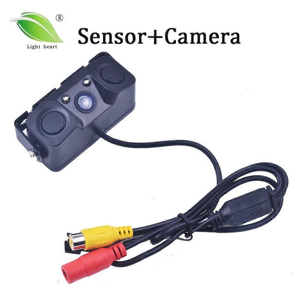 Nieuwe auto video parkeercamera sensor achteruitrijcamera + 2 sensoren indicator bi bi alarm radar 3 in 1