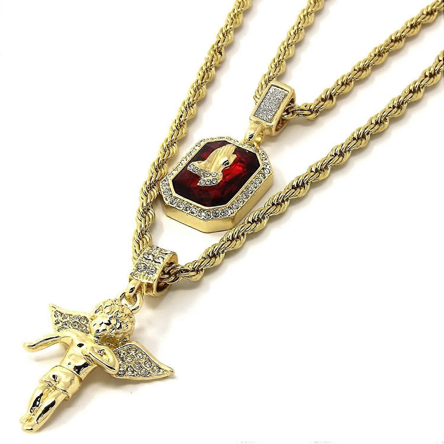 Retro Punk Myth Evil Angel Wings Goddess Pendant Necklace Men