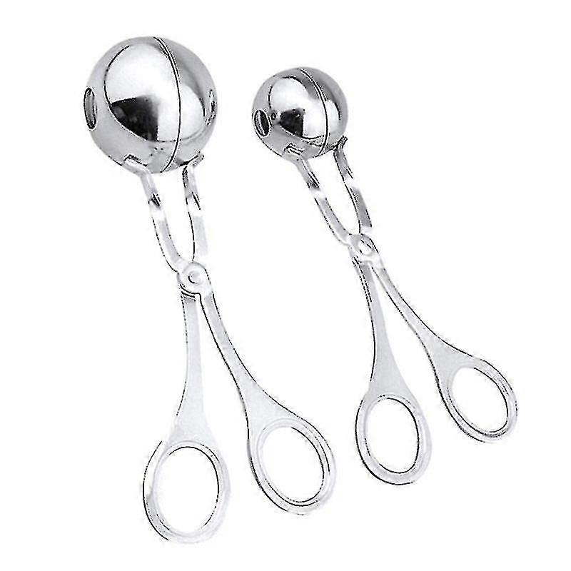 Meat Ballers,2pcs Stainless Steel Ball Maker None-stick Meat Baller Tongs Cake Pop Maker Cookie Doug