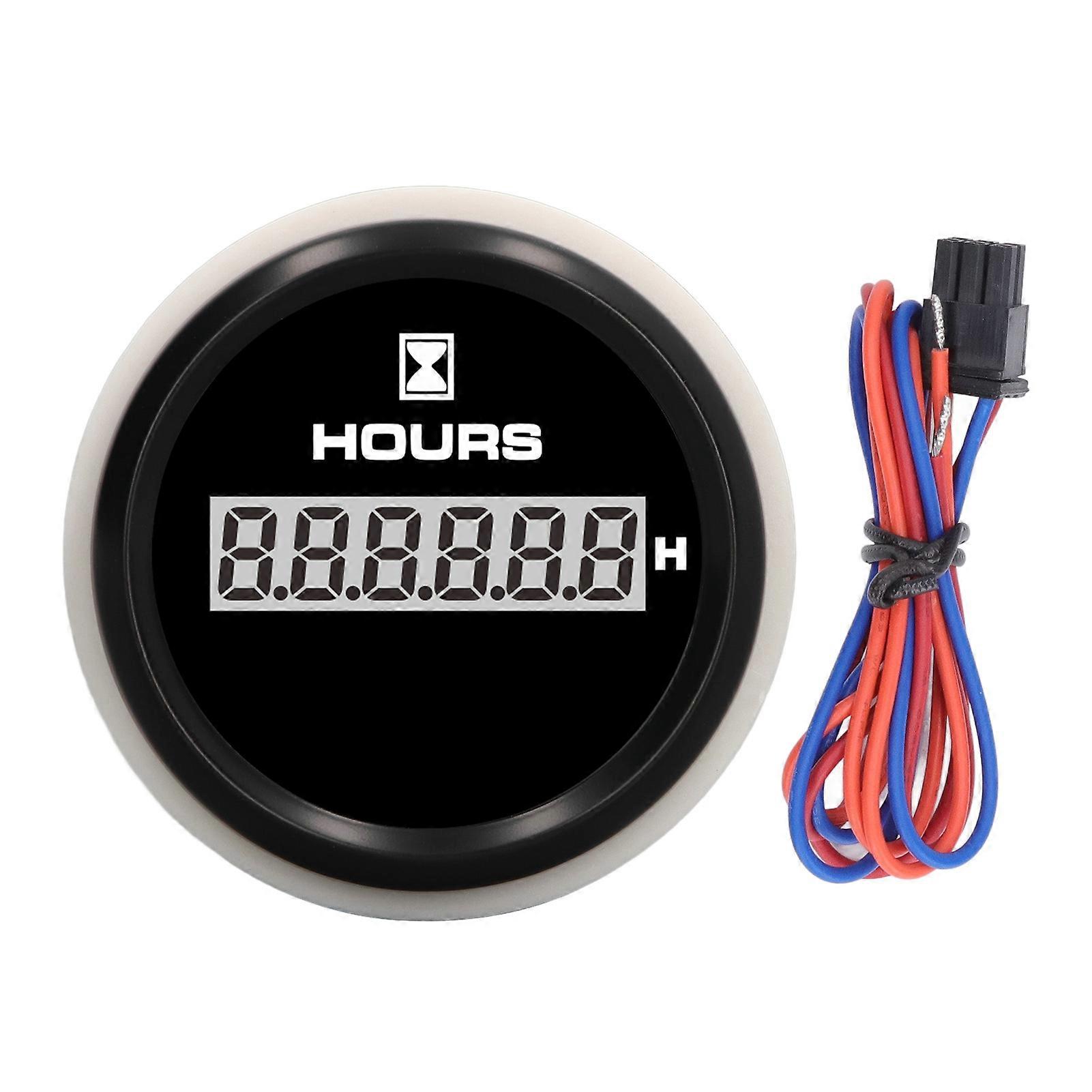 52mm Digital Hour Meter Gauge 0?99999.9H Black Dial 7 Color Backlight IP67 Waterproof DC 9?32V for Marine Boat