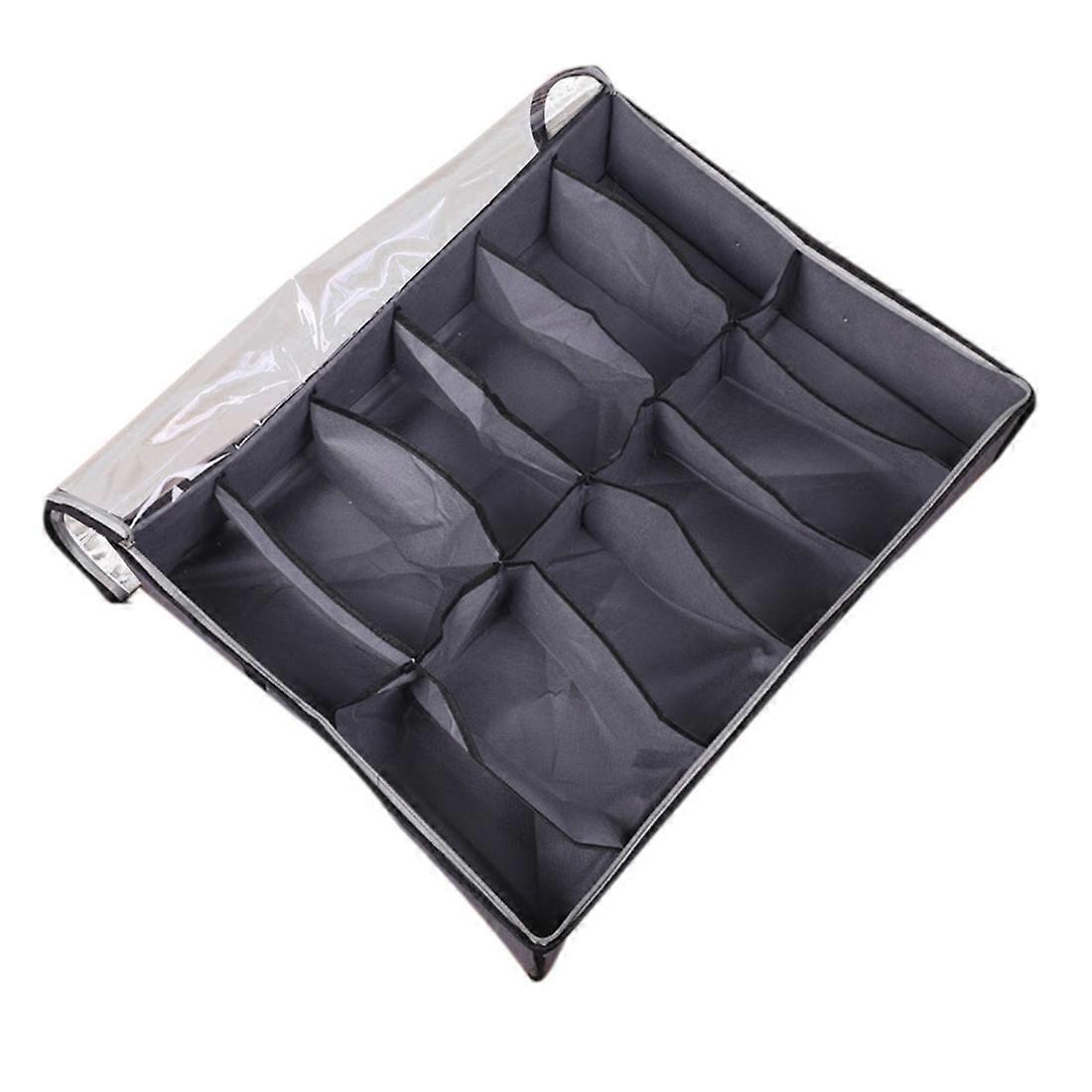 Under Bed Shoe Organizer, Foldable Fabric Container Box with Clear Cover See Through Window Bag