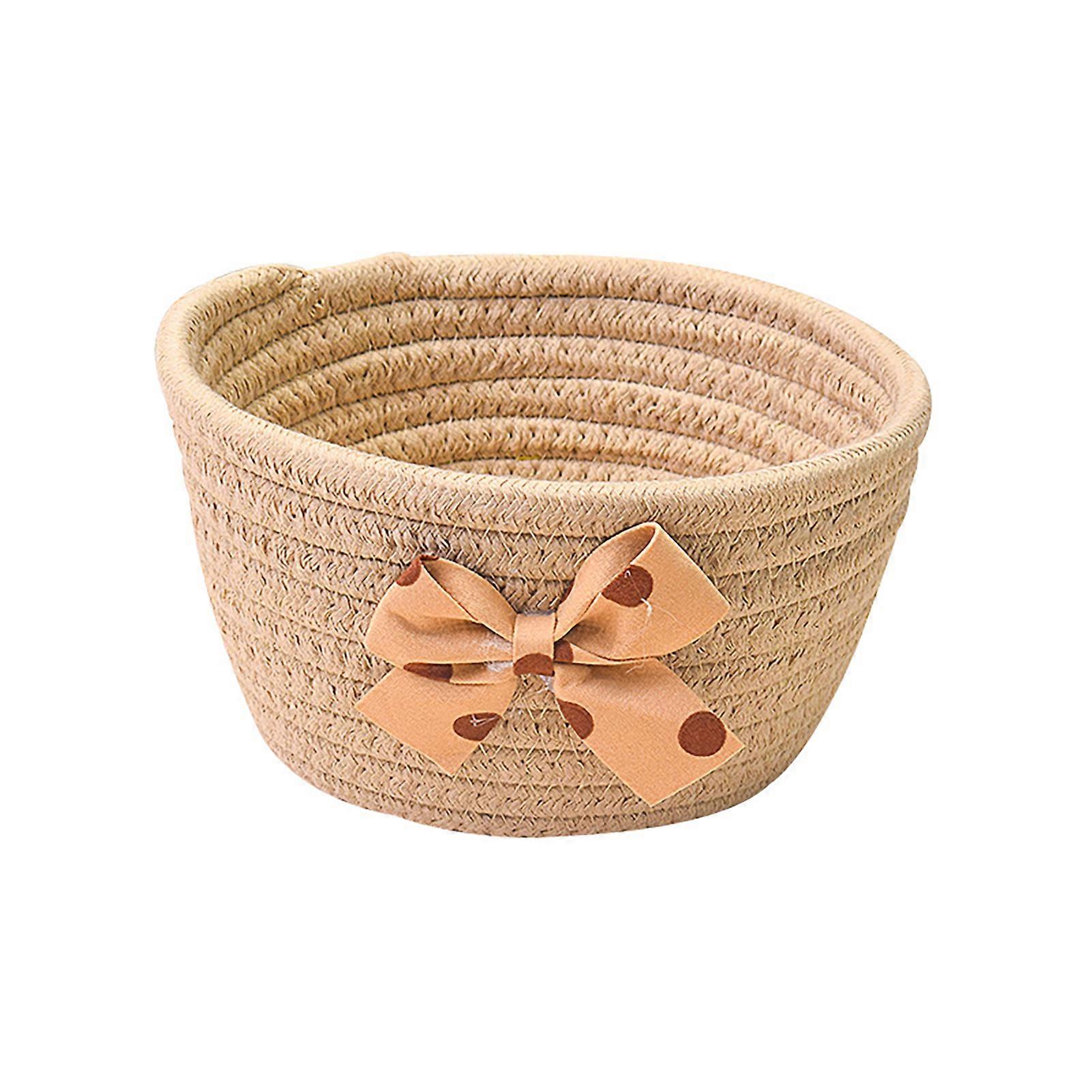 Handmade Durable Organizer Basket Woven Oval Decorative Hampers for DVDs Keys Pens Make-Ups Toys