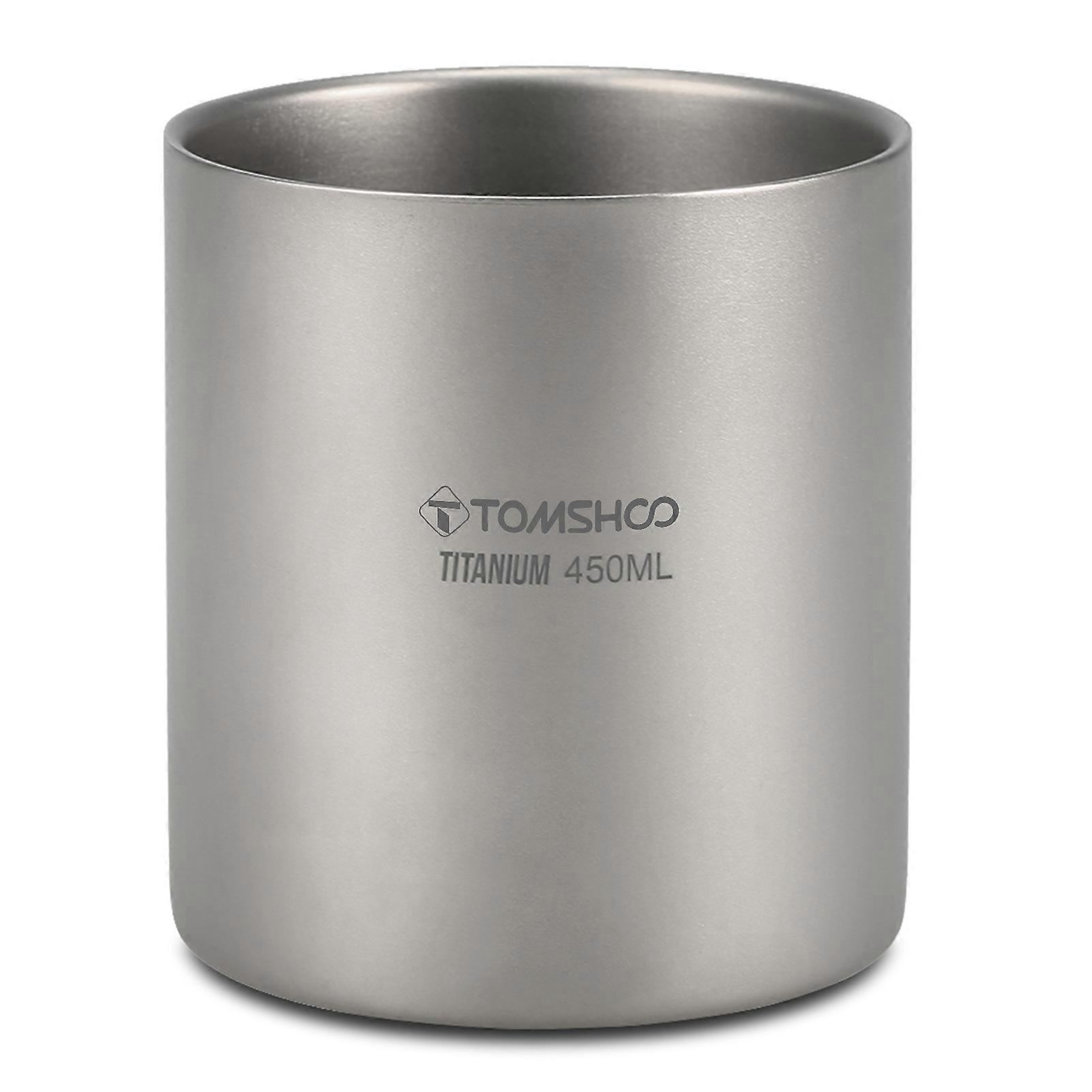 TOMSHOO 220/350/450/600ml Double Wall Titanium Water Cup Coffee Tea Mug for Home Office Outdoor Camping Hiking Backpacking Picnic
