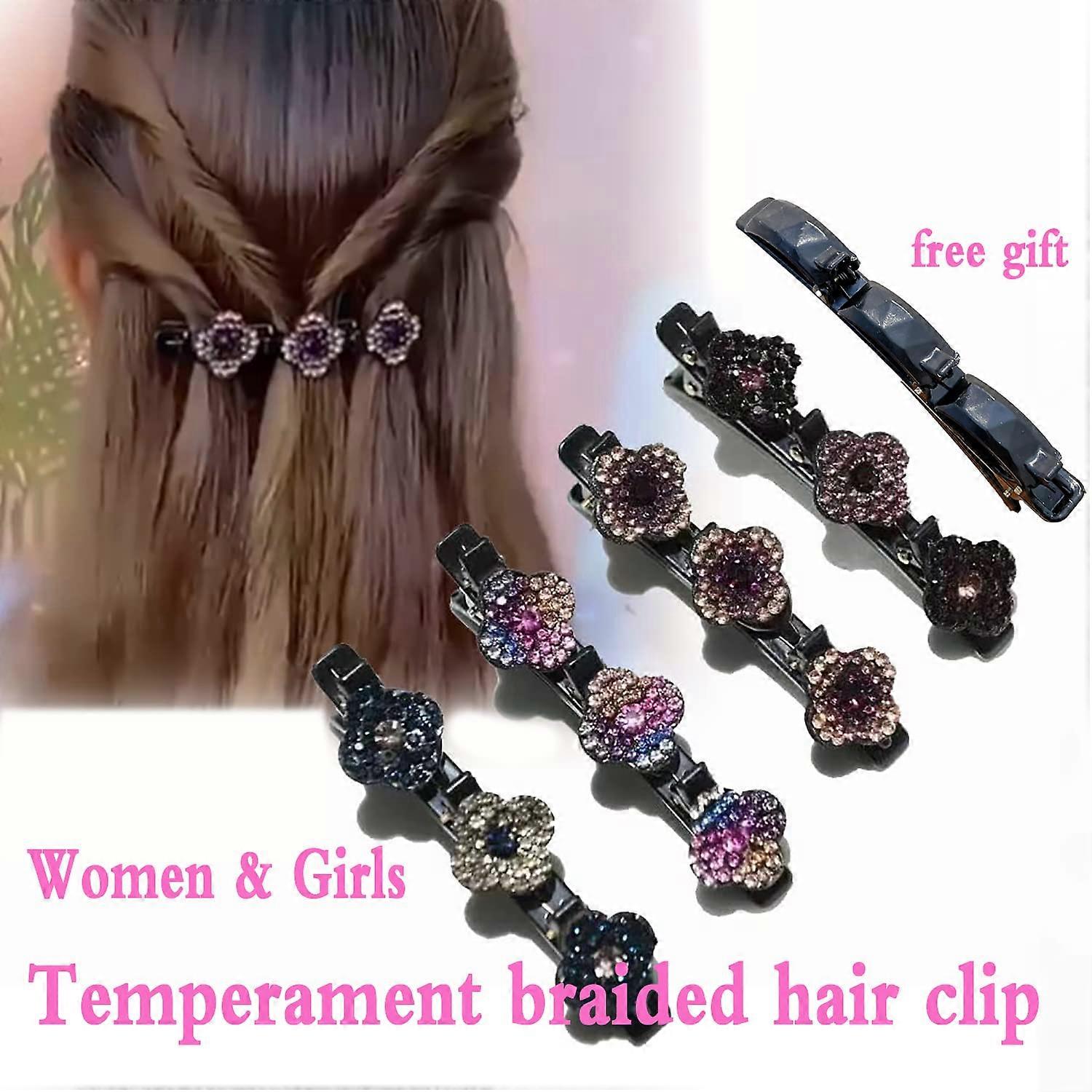 Strass Haarnadeln & Satin-Haarbänder Set – Glitzernde Flechtspangen Für Stylische Frisuren (5 Stück)