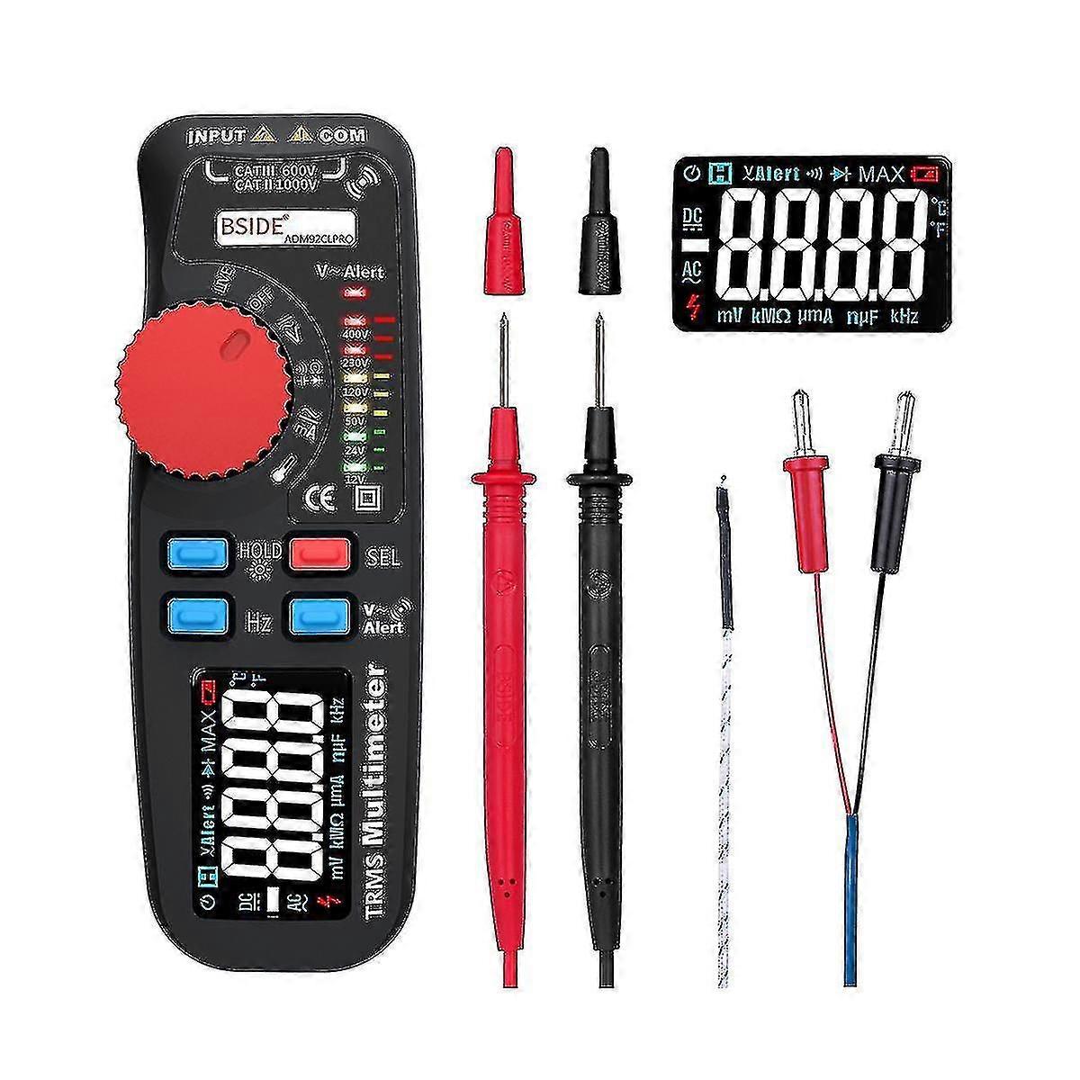 Adm92clpro Voltmeter Digital True Multimeter 6000 Counts Auto-range Voltage Amp Ohm Hz Cap Temp Di