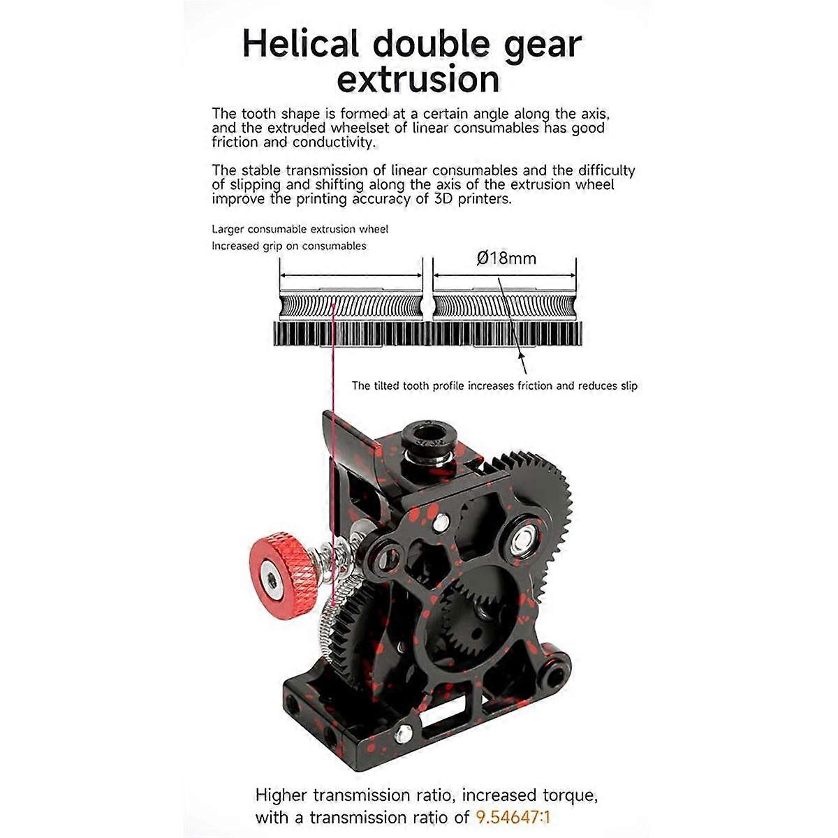 All Metal Extruder for HGX2.0 Oblique Tooth Extruder Reduction Twin Gear Extruder for CR10/CR10S/En