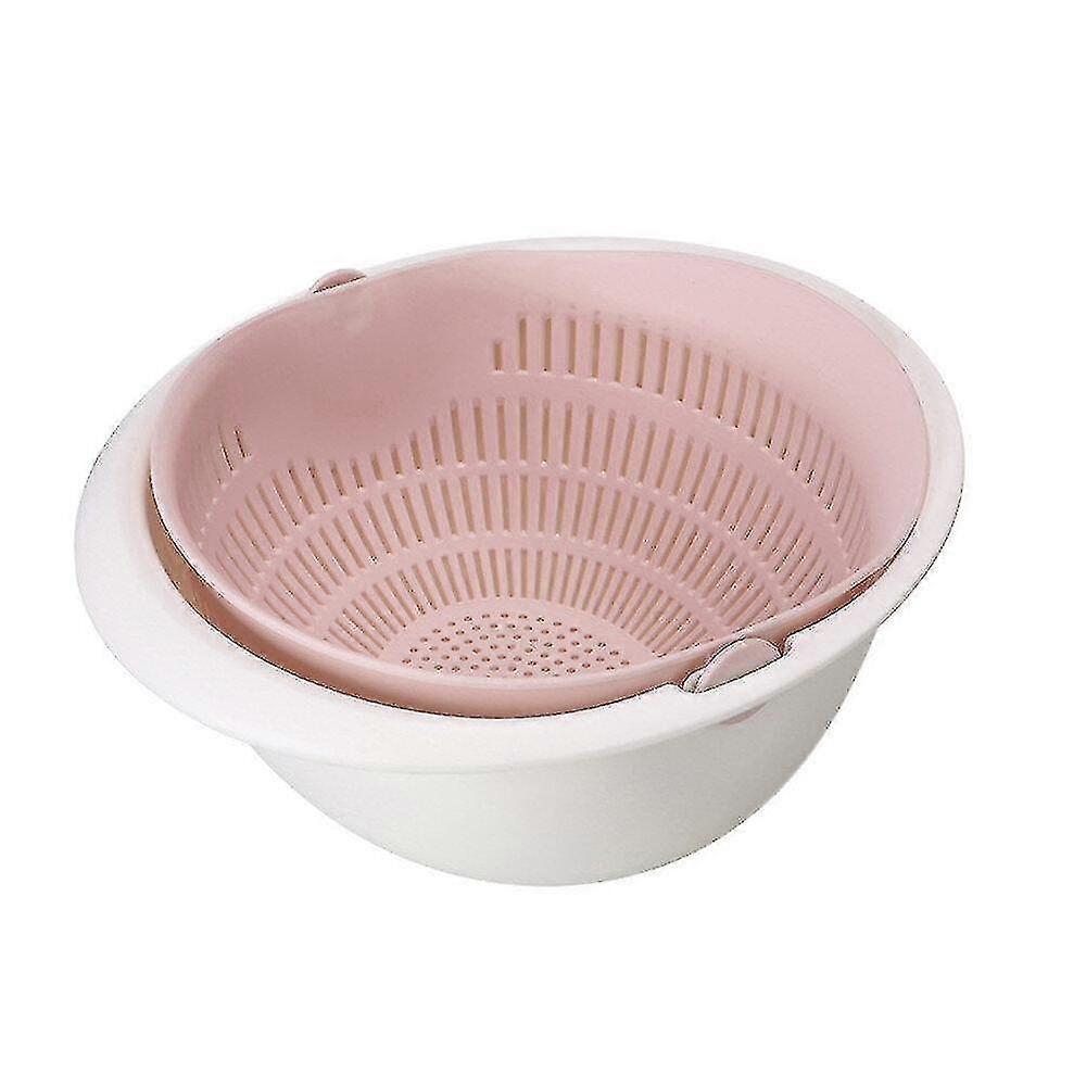3pcs Kitchenware Plastic Double-layer Vegetable Washing Basin Fruit Basket Rotating Drain Basin