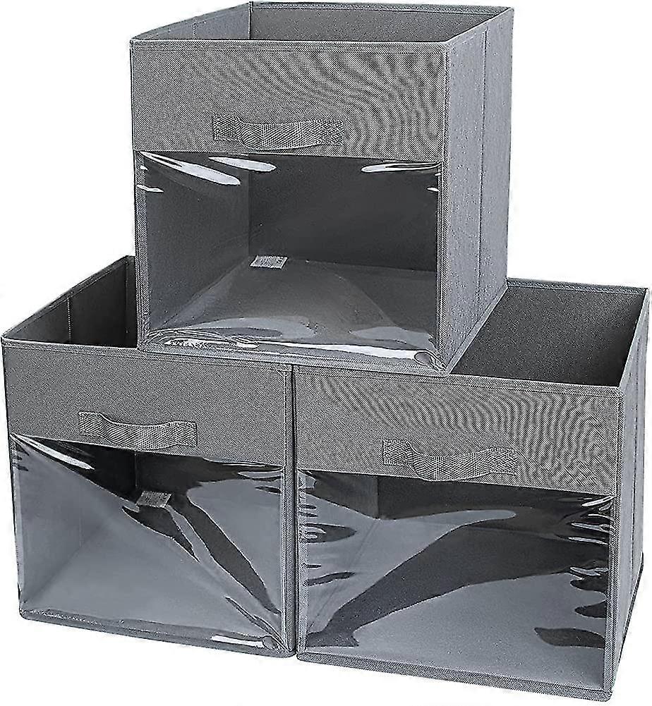 Storage Box. Set Of 3 Foldable Storage Bins In Cardboard Fabric Storage Locker