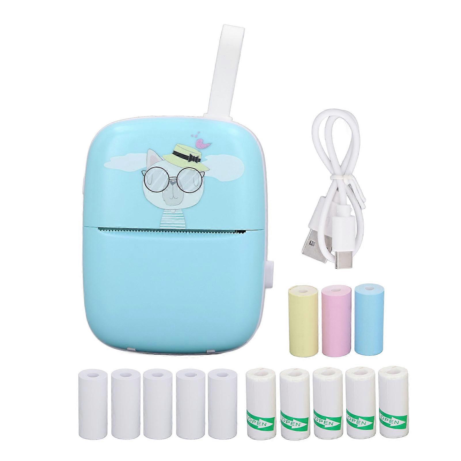 Pocket Thermal Printer HD Mini Multifunctional Bluetooth Phone Printer for Students Blue