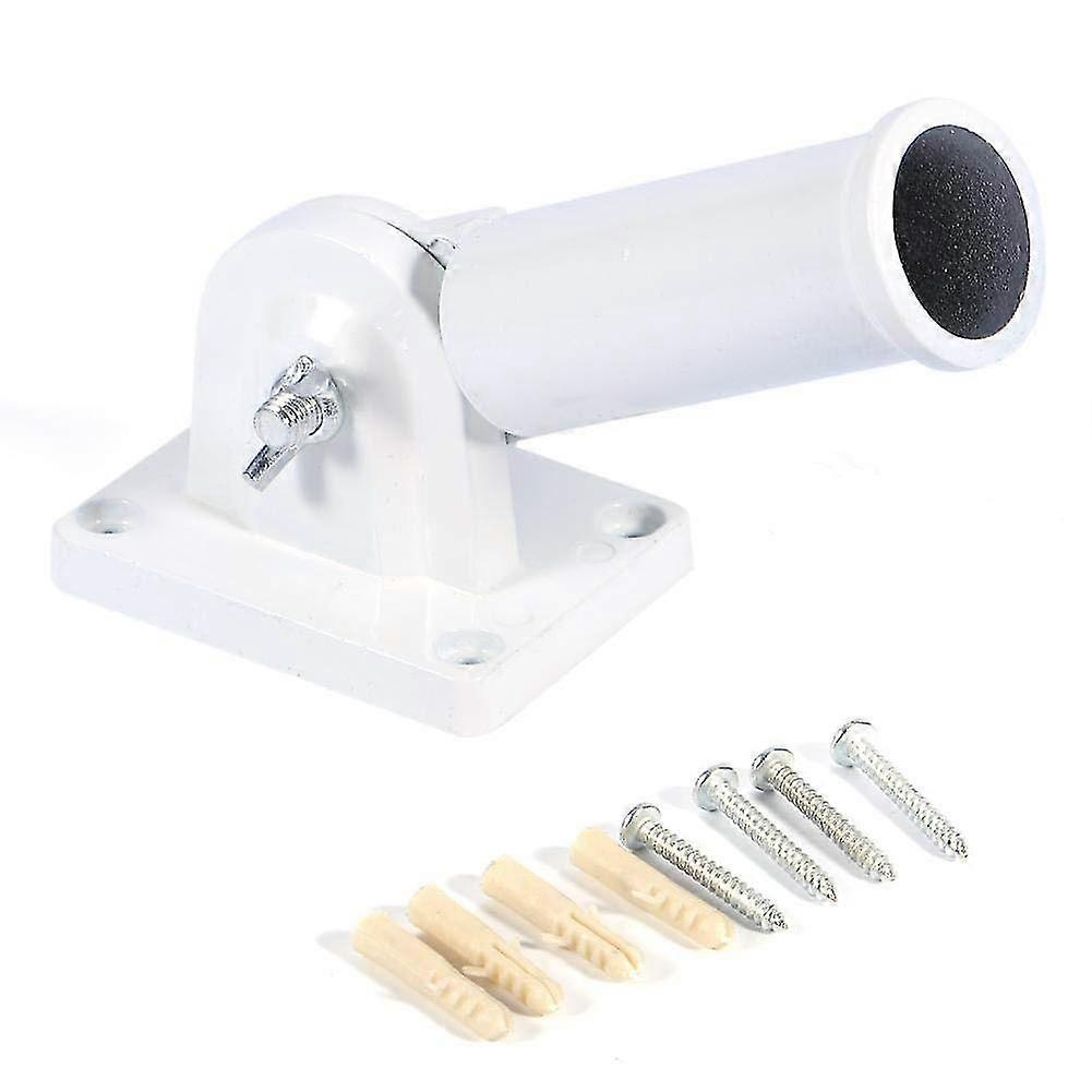 Flag Pole Holder White Metal Wall Mount Adjustable Holder Bracket