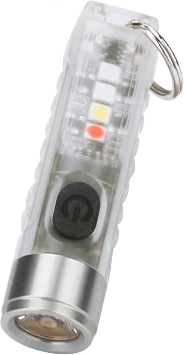 Mini LED Keychain Torch, USB Rechargeable Flashlight Super Bright 400 Lumens Keyring Torch IP65 Waterproof with 5 Brightness and 6 Modes for Camping O