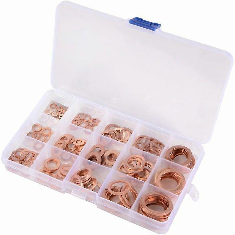 15 Specifications Gaskets Sealing Ring,Copper Washers,Copper Washers Gasket Sealing Ring with Box,150pcs