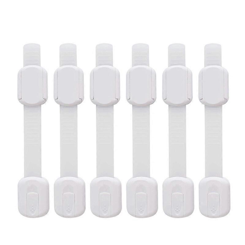 6 pcs white Pack Baby Proofing Furniture Wall Anchors Adhesive No Drill Straps Latches Child Proof Cabinet Latches Refrigerator Lock Adjustable Child