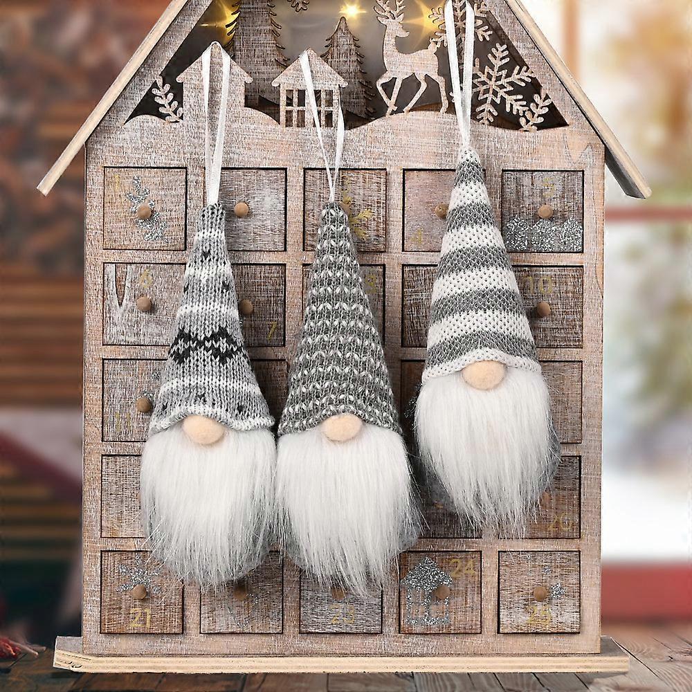 3pcs/Set Christmas Tree Hanging Gnome Plush Santa Doll Xmas Decor