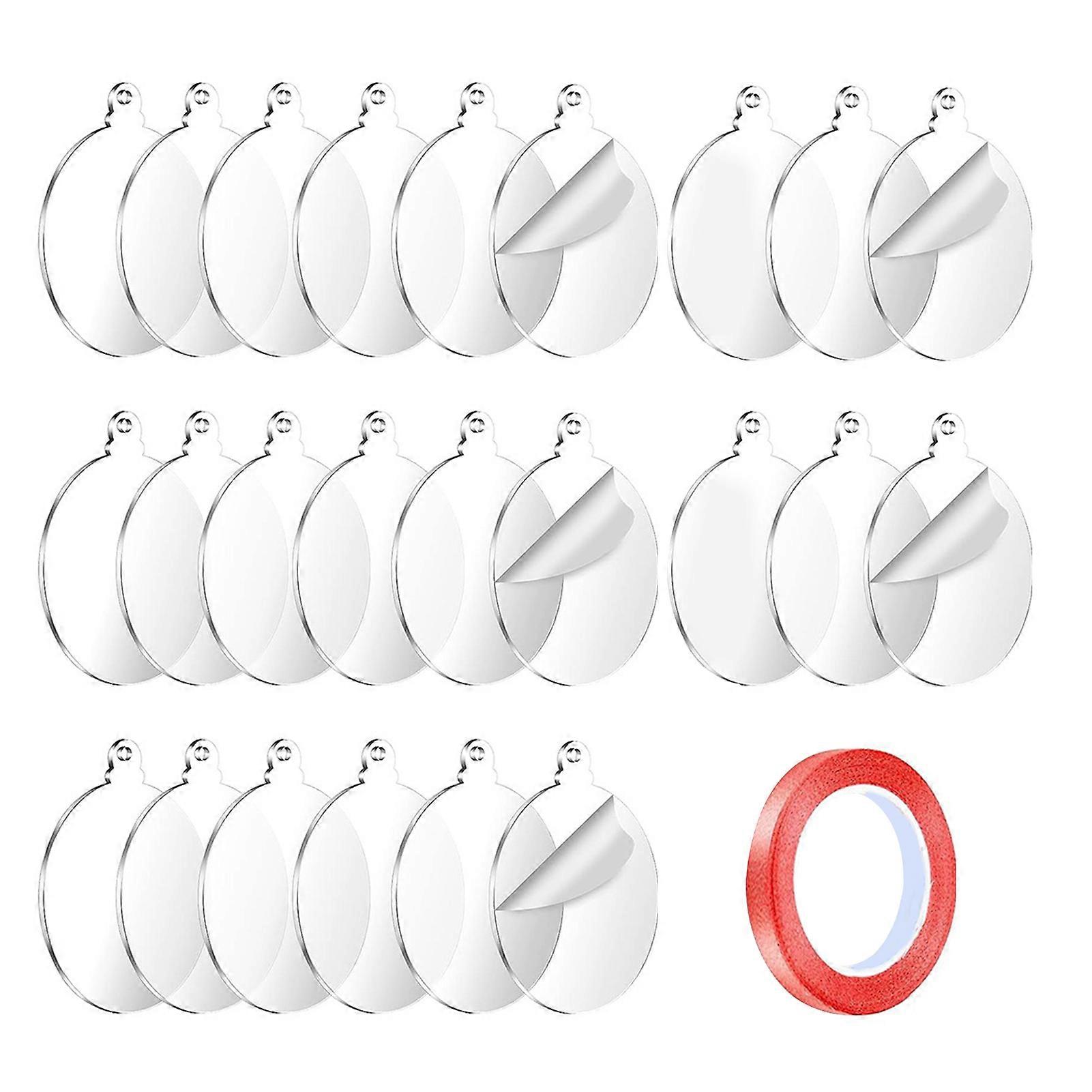 24Pcs Christmas Ornaments Transparent Round Shape with Hanging Rope Acrylic DIY Decorative Christmas Tree Decorations