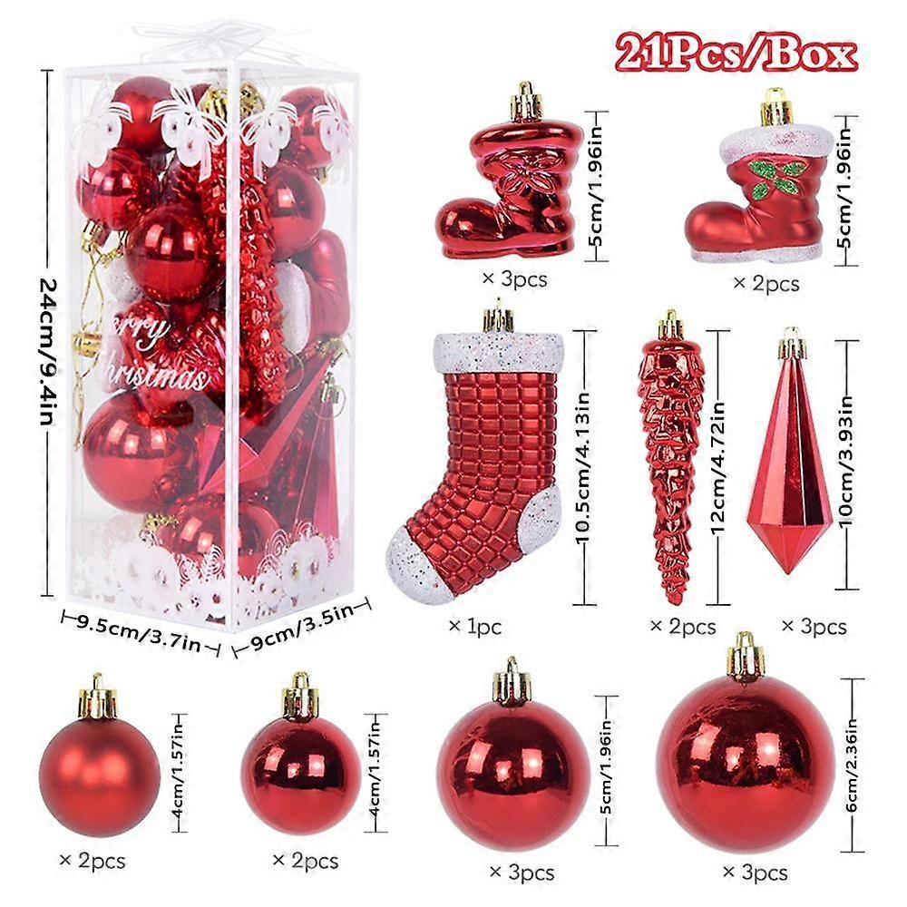 21 Uds. De adornos de bolas de Navidad, juego de bolas de Navidad inastillables, decoracin colgante decorativa, juego de adornos para rbol de Navidad