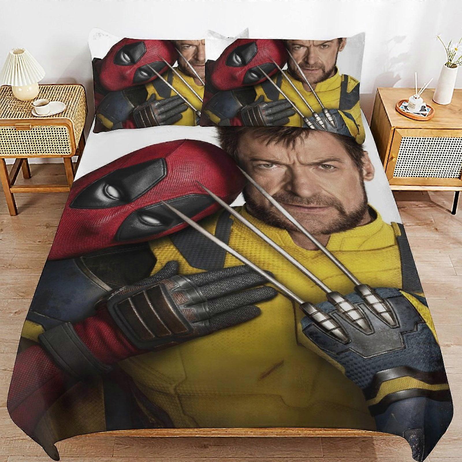 v4702 Lenzuola Biancheria da letto Dead-pool Wolverin-e 3 pz Comfort Set con 2 federe,Dead-pool Wolverin-e Bedding Set Set lenzuola per bambini Adulti,Tutto il mare