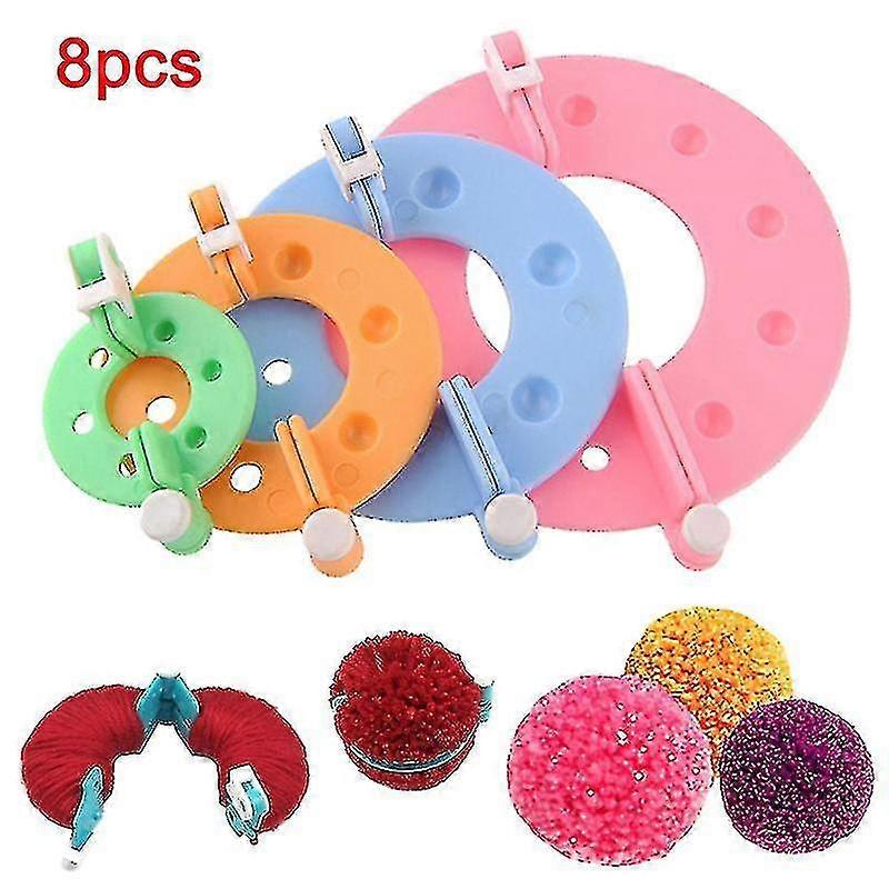 8 Pcs Pompom Maker Kit Knitting Crafts Different Sizes Plush Ball Making Tool