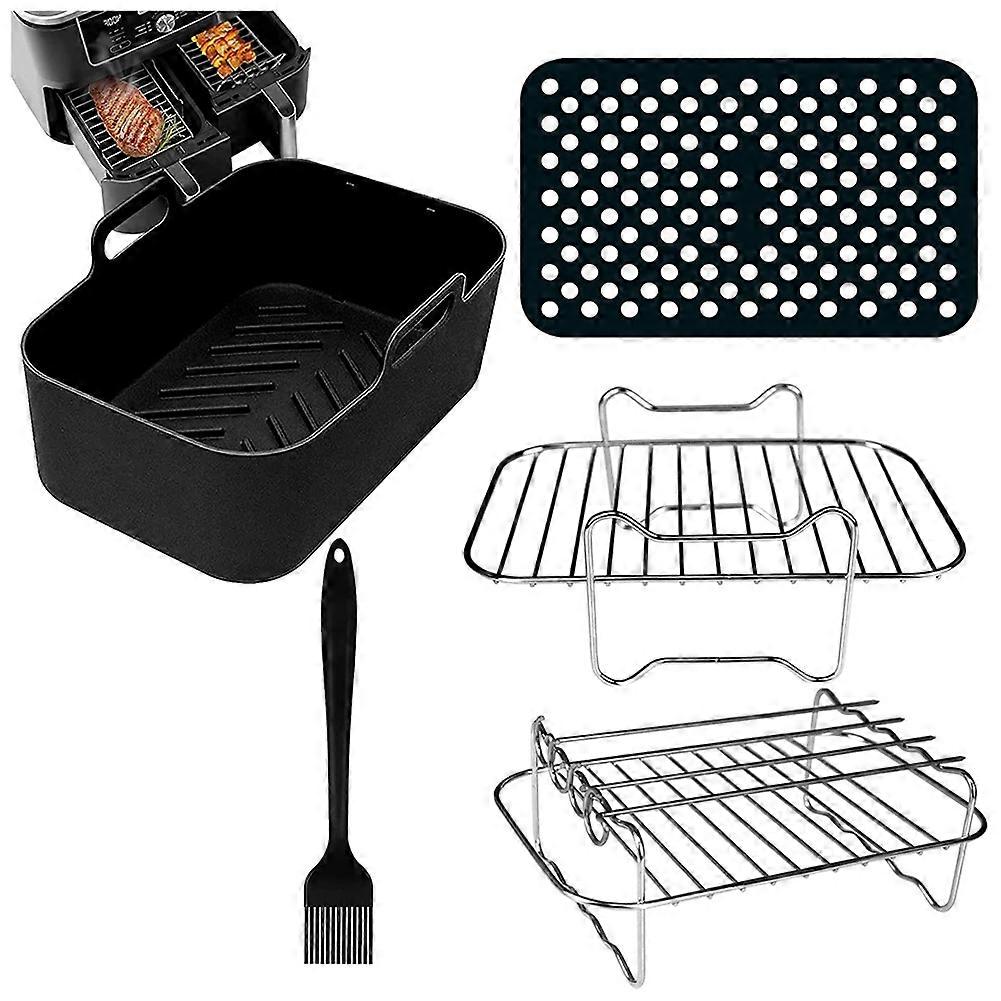 6PCS Double Basket AirFryer Parts for Ninja Foodi AF300UK AF400UK, Tower T17088, Zone Deep 7.6L-9.6