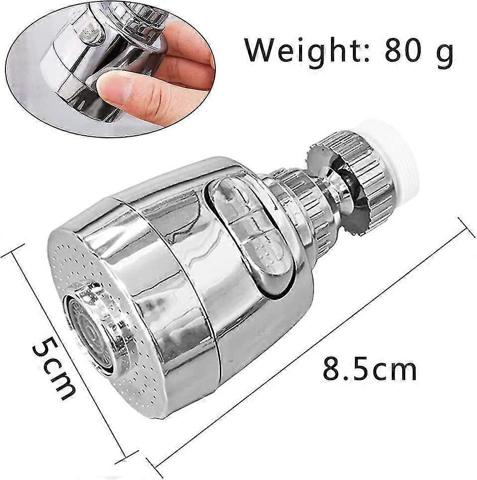 2 Pcs Faucet Aerator, 360 Swivel Faucet Aerator, Water Saving Filter Tip, 2 Spray Functions For Kitchen, Bathroom And Shower (silver)