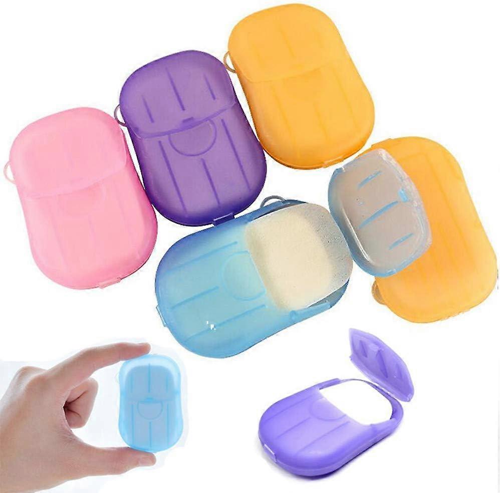 4 Boxes Travel Portable Disposable Soap Flakes with Storage Box Container 20 Pieces Soap Papers