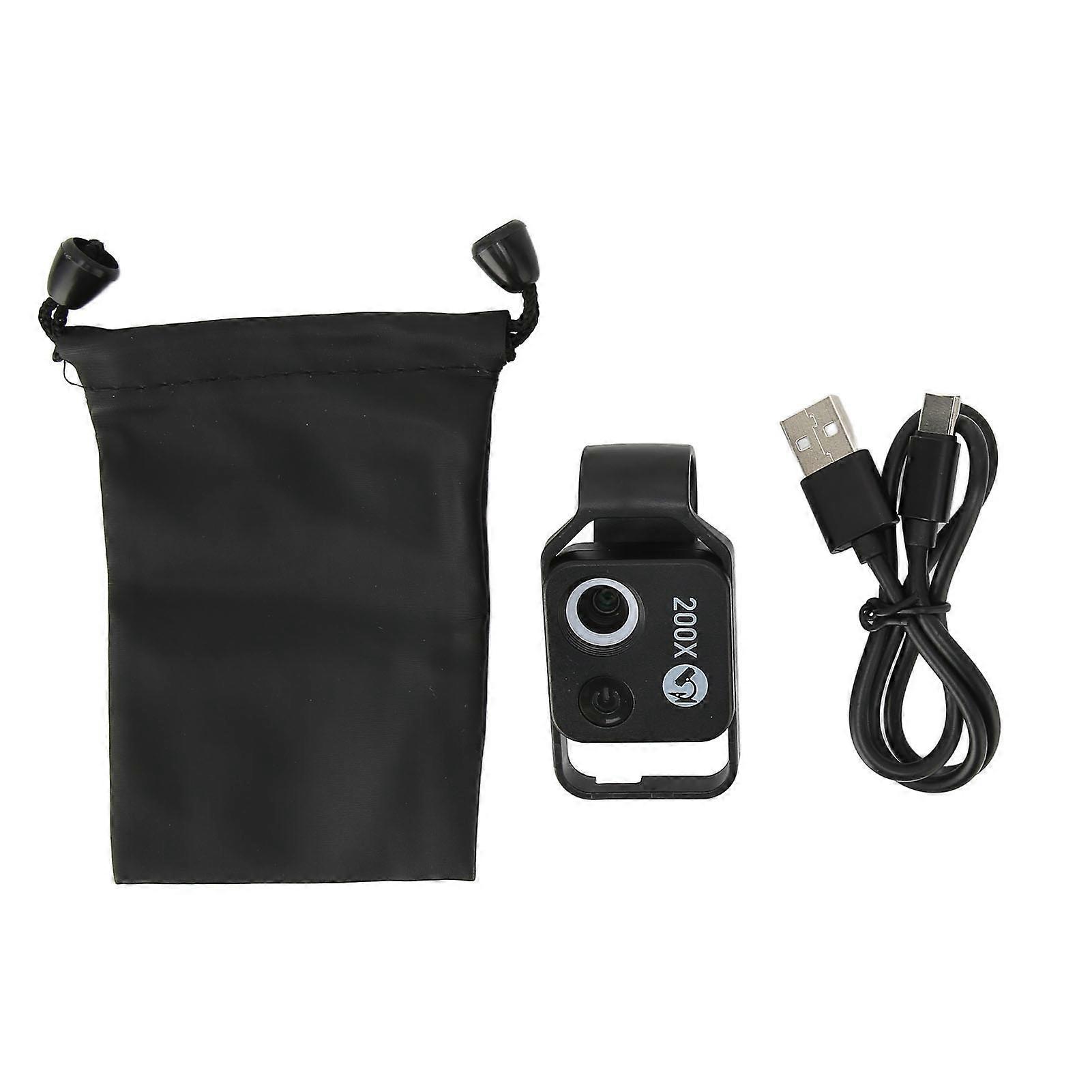 APLMS002 Mobile Phone Microscope LED Lens 200x HD Magnification Phone Camera Macro Lens for Outdoor Photography(Black Without CPL )